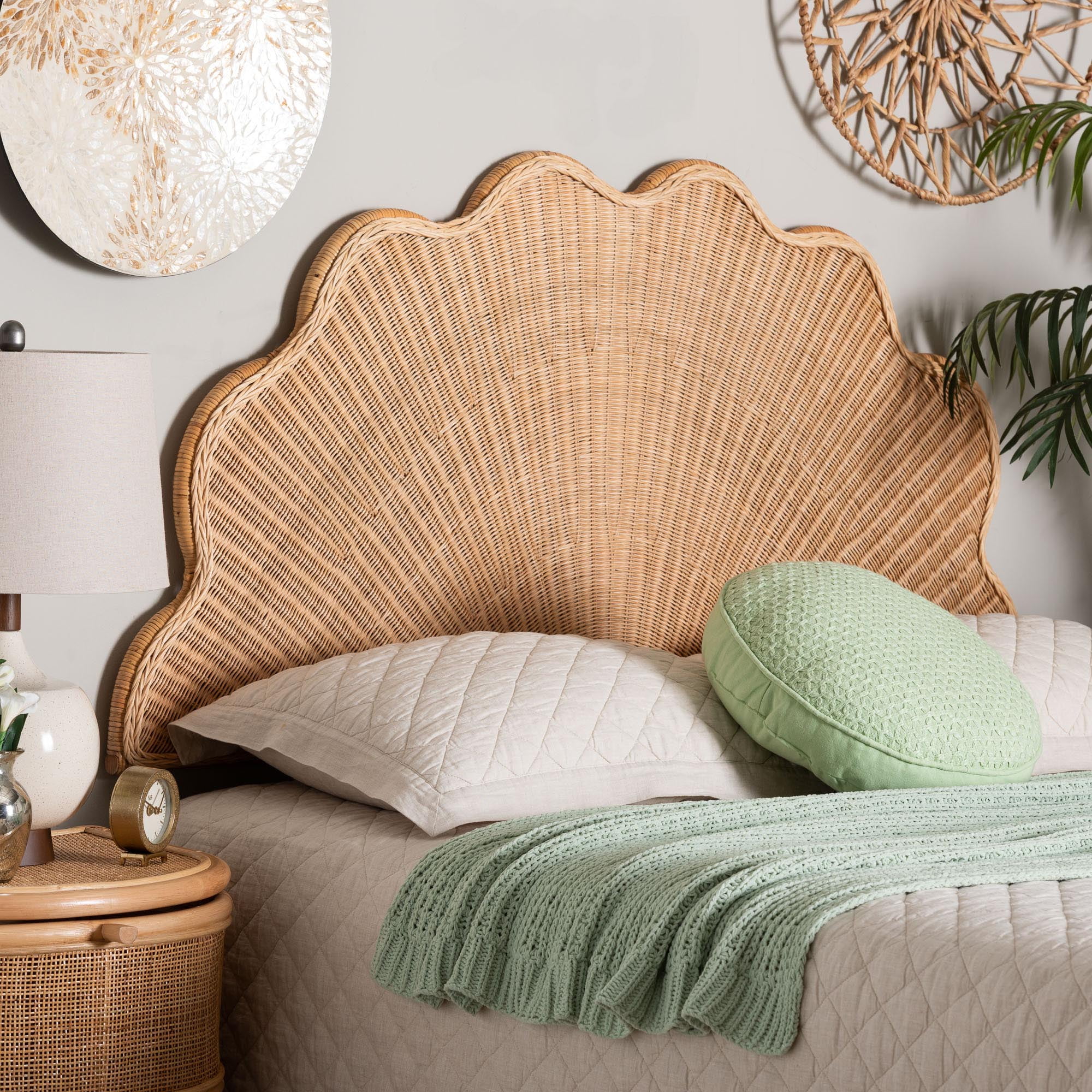 bali & pari Callias Boho Wall-Mounted Headboard, Queen, Natural Brown