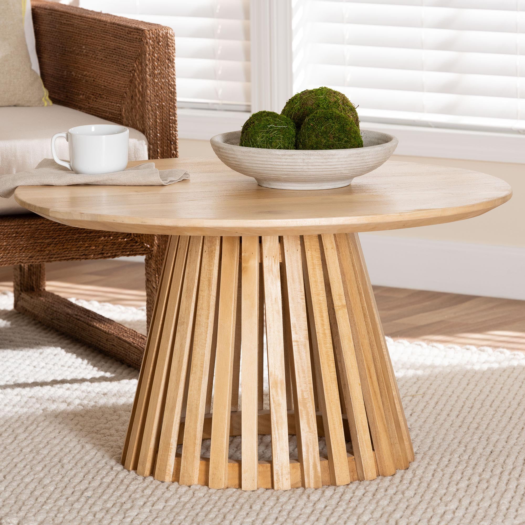 bali & pari Caribic Modern Coffee Table, Natural Brown