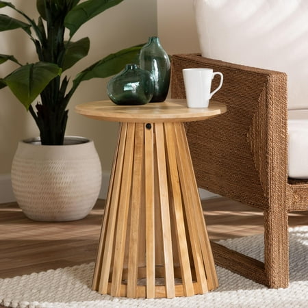 bali & pari Caribic Modern End Table, Natural Brown