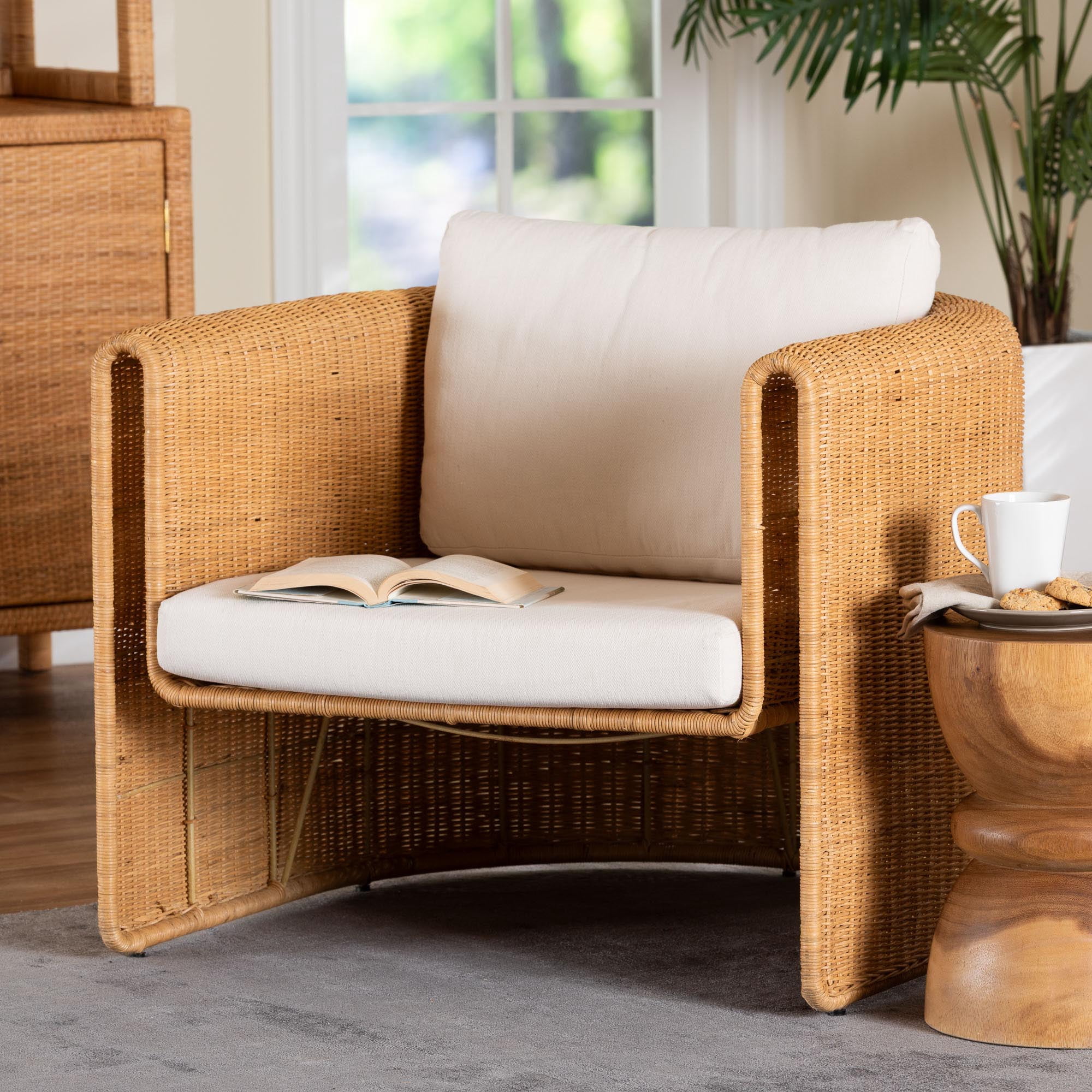bali & pari Carina Boho Armchair, Light Honey