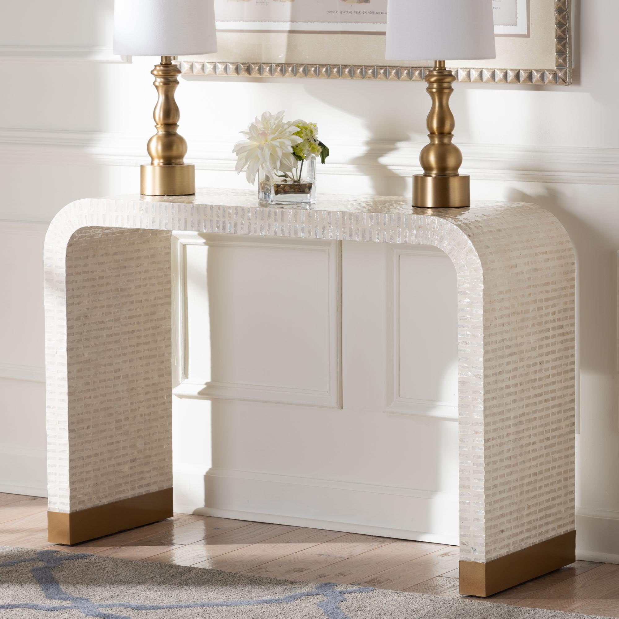 bali & pari Carlyn Coastal Console Table, Beige