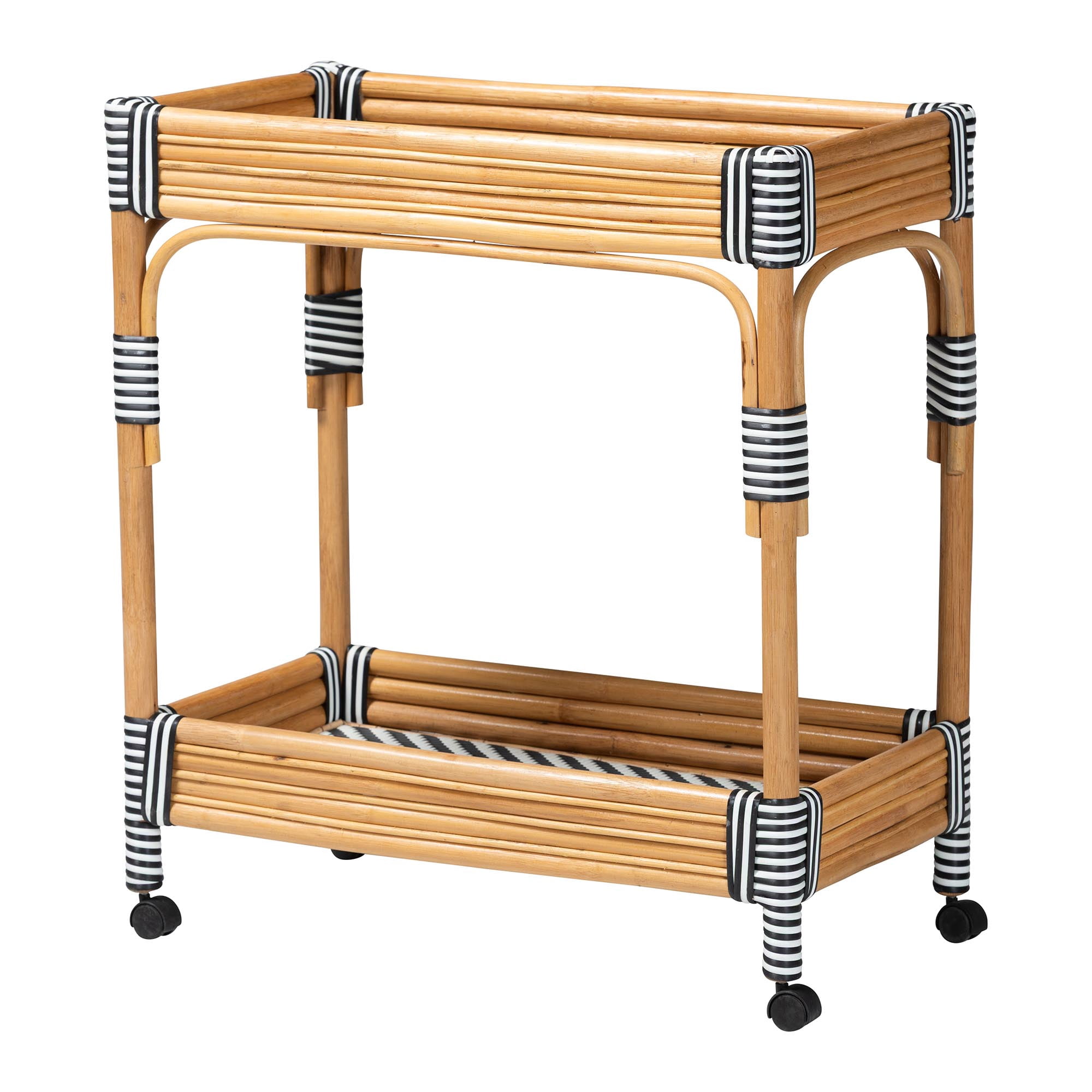 bali & pari Carmine Boho Kitchen Cart, 2-Tier, Natural Rattan