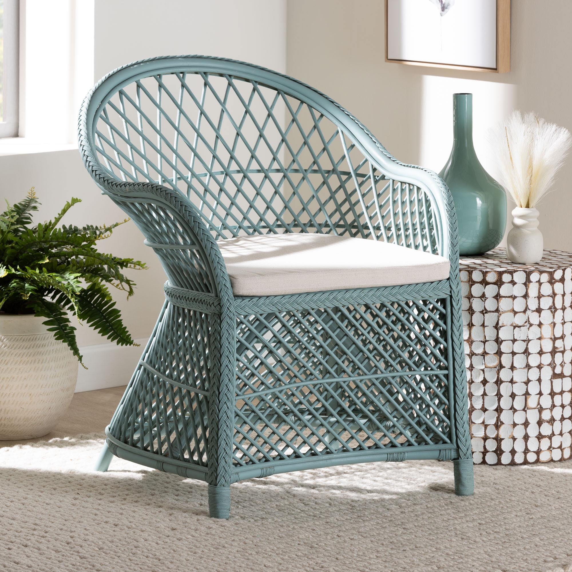 bali & pari Casilda Boho Arm Chair, Pastel Cyan