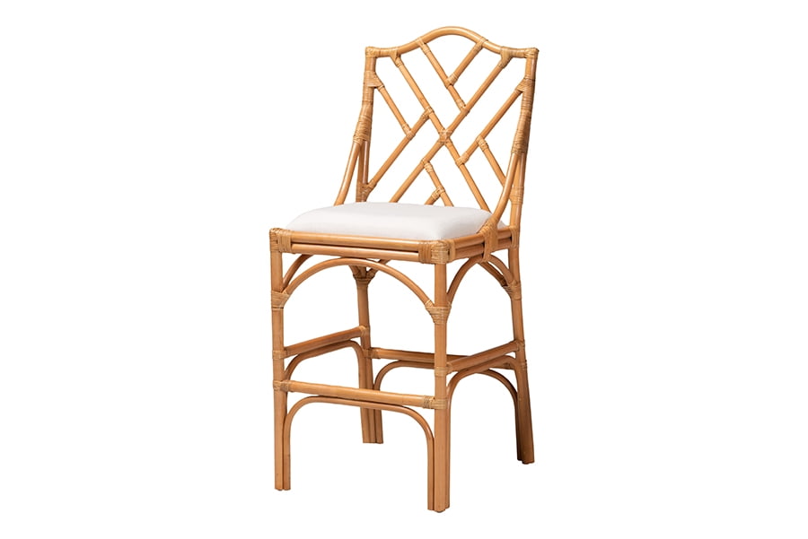bali & pari Cedric Boho Bar Stool, Bar Height, Light Honey