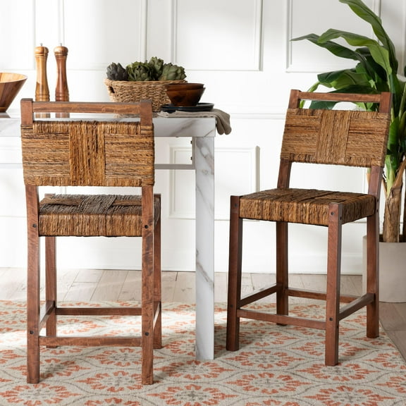 bali & pari Chabela Boho Counter Stool, 24" H, Natural Brown