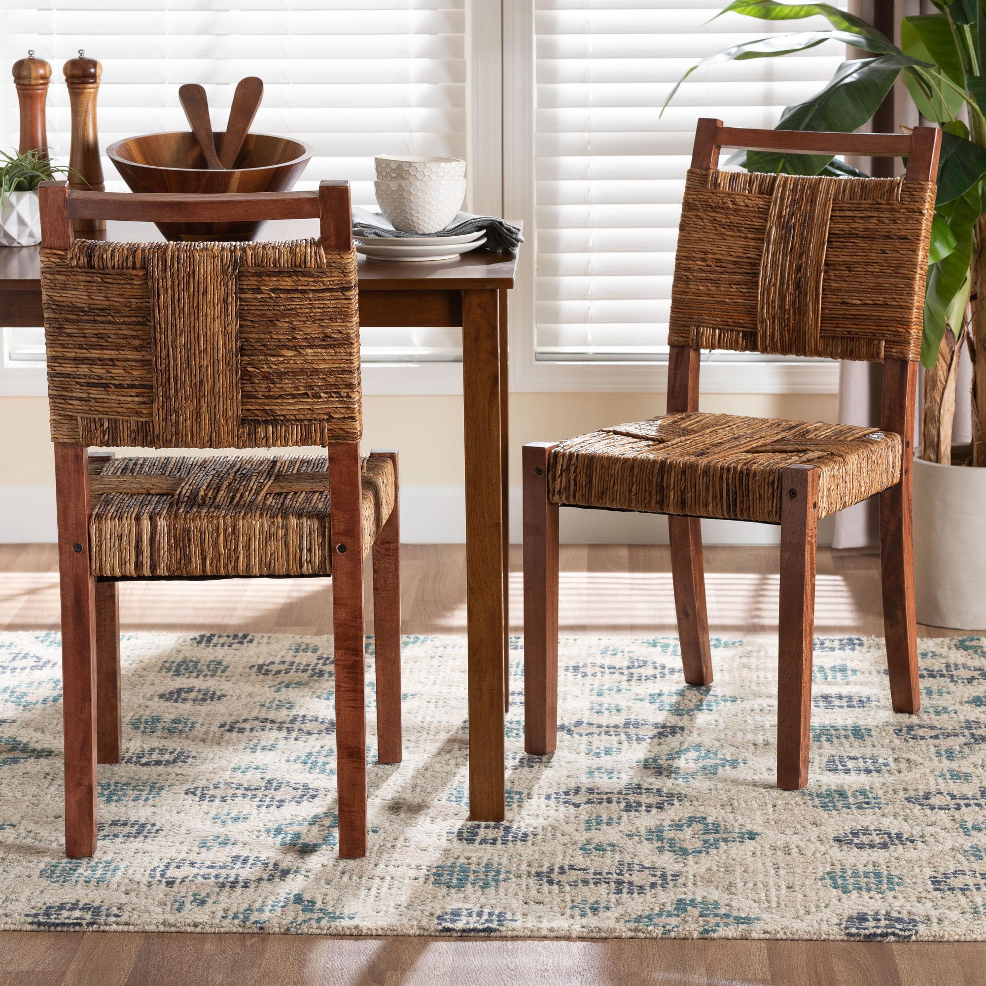 bali & pari Chabela Boho Dining Chair, Set of 2, Natural Brown