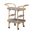 thumbnail image 1 of bali & pari Chasca Wood & Natural Rattan Wine Cart in Blue and White, 1 of 11