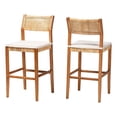 thumbnail image 1 of bali & pari Chatura Natural Rattan and Wood 2-Piece Bar Stool Set Bar Height, 1 of 8
