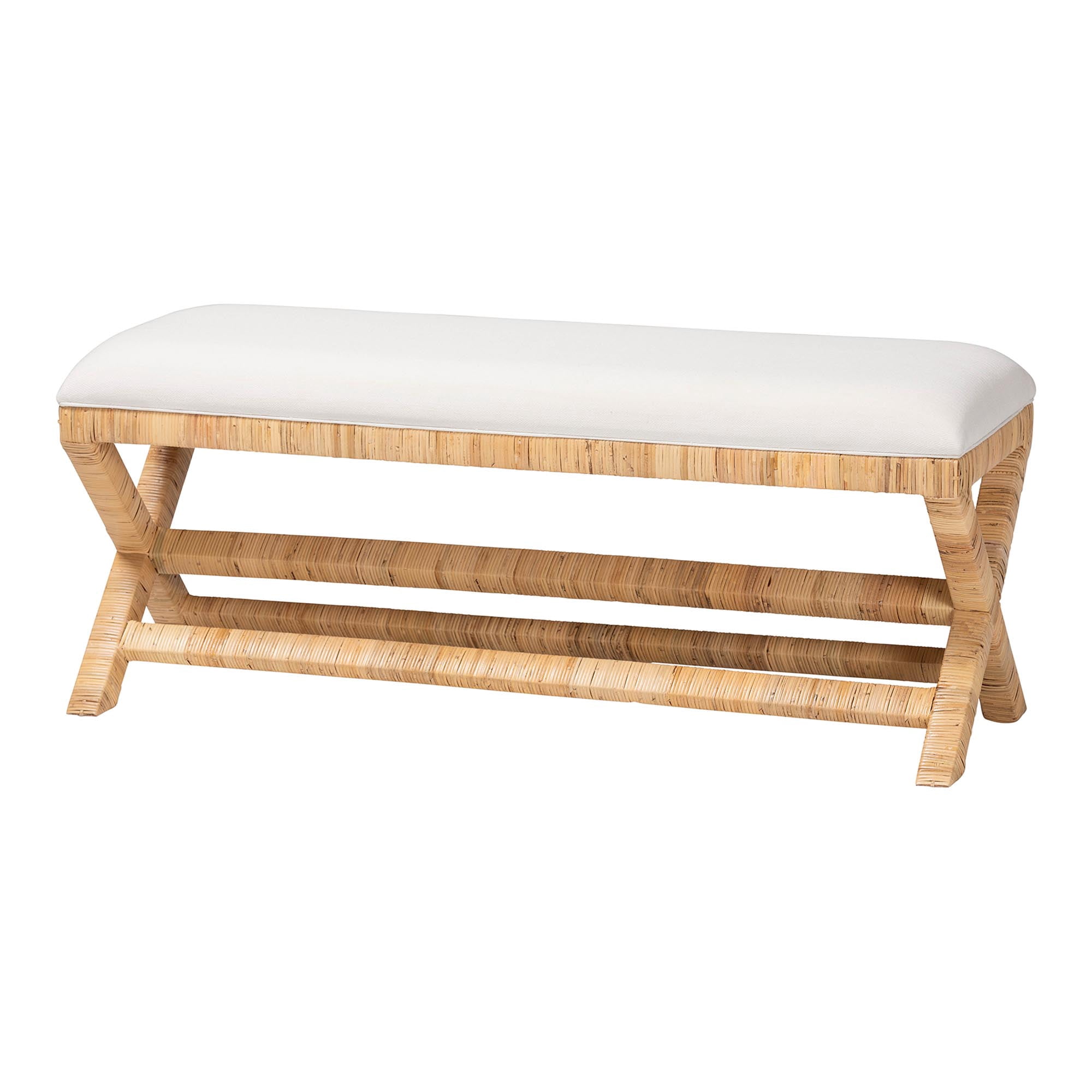 bali & pari Christy Boho Accent Bench, Light Honey