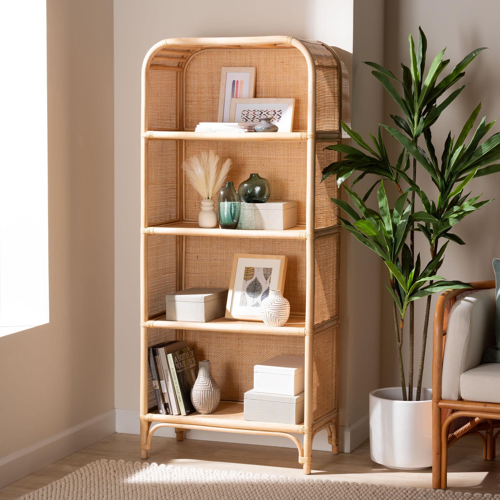 bali & pari Chusi Boho Decorative Shelf, 4-Tier, Natural