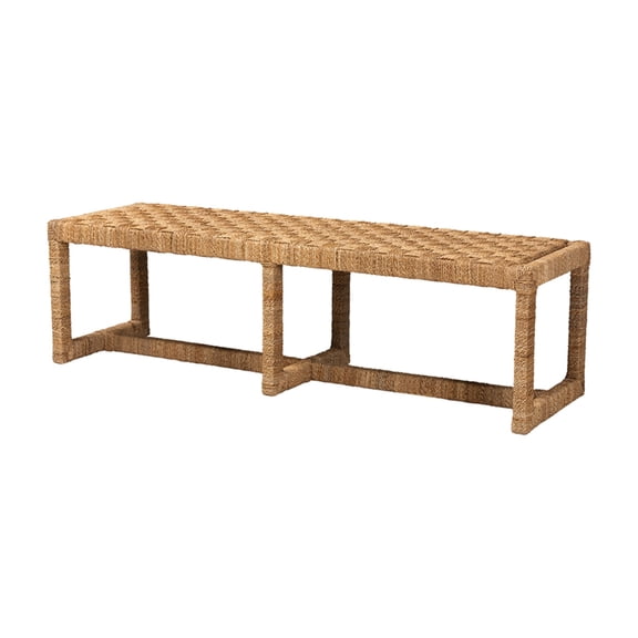 bali & pari Cipally Bohemian Seagrass and Mahogany Wood Accent Bench