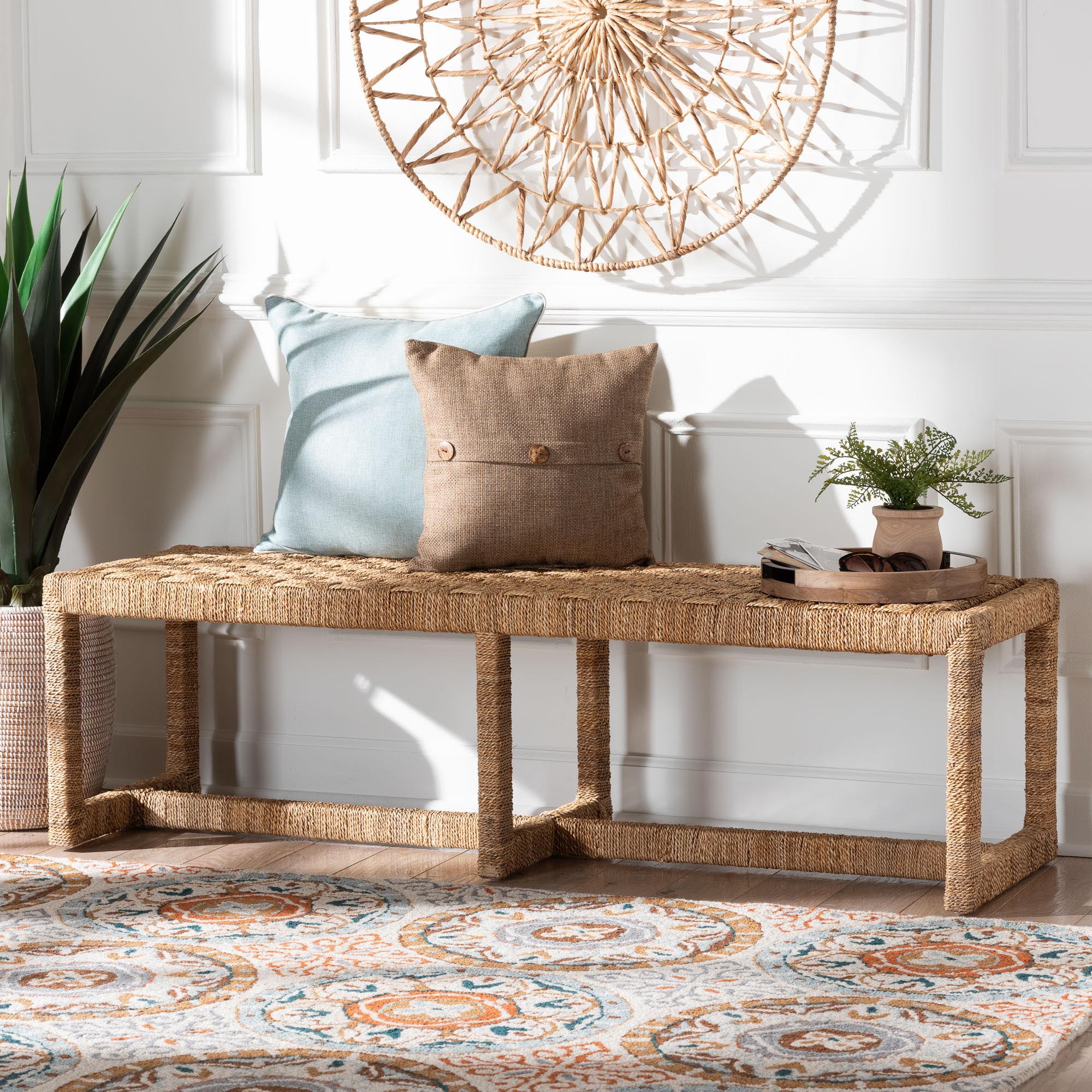 bali & pari Cipally Boho Accent Bench, Natural