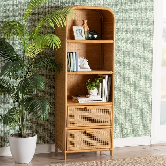 bali & pari Curacao Boho Bookcase, One Size, Light honey