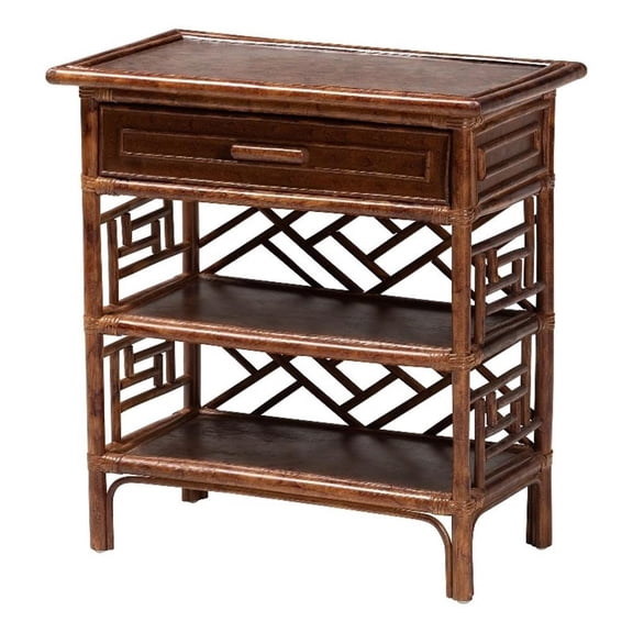 bali & pari Daemyn Marbled Tortoise Natural Rattan Nightstand