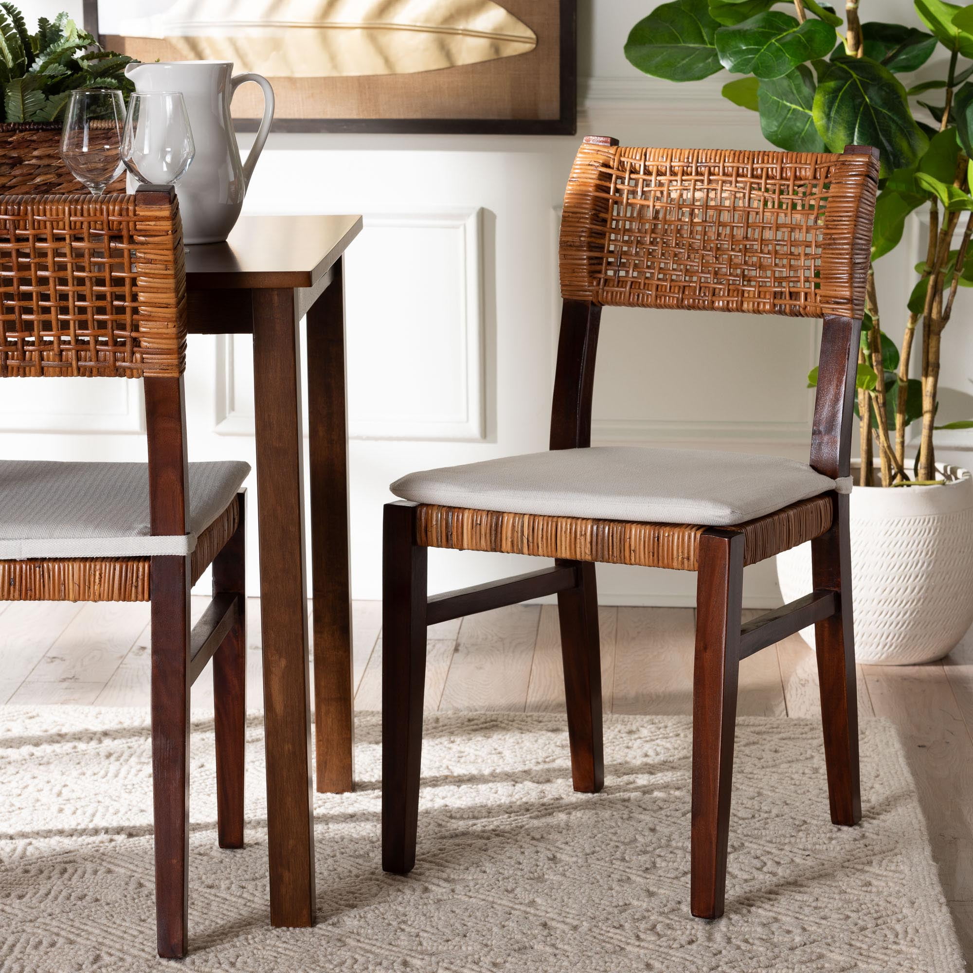 bali & pari Dameka Boho Dining Chair, Dark Brown
