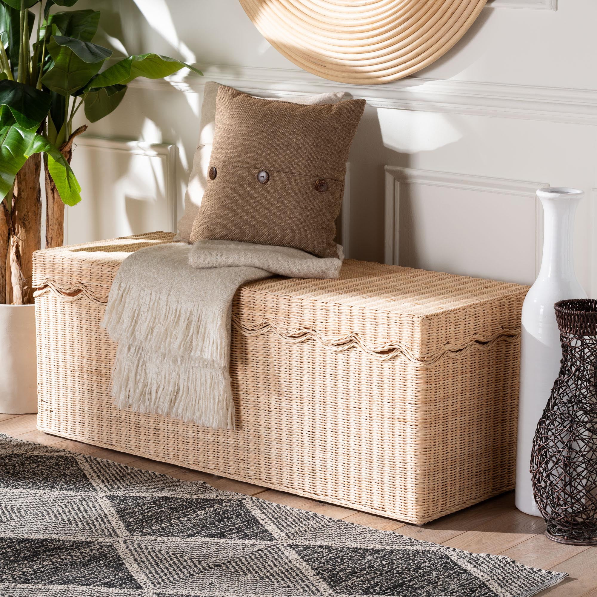 bali & pari Damita Boho Storage Bench, 18"H, Natural