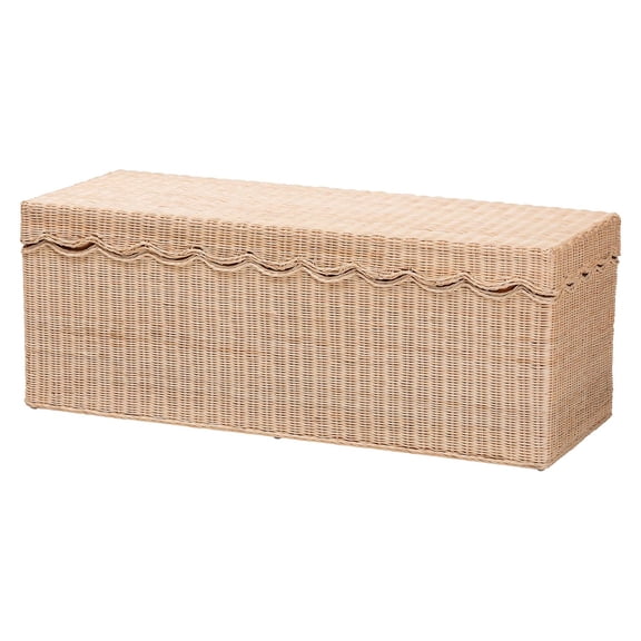 bali & pari Damita Scallop Natural Rattan Chest with Lift-top Lid