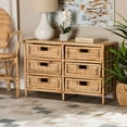 thumbnail image 1 of bali & pari Dariana Rattan BOHO Storage Cabinet, 6-Drawer, Natural Brown, 1 of 11