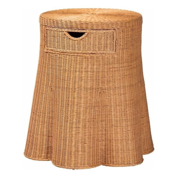 bali & pari Dayo Scalloped Natural Rattan Console Table with Drawer