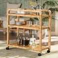 thumbnail image 1 of bali & pari Delphine Modern Bohemian Natural Rattan Kitchen Cart, 1 of 9