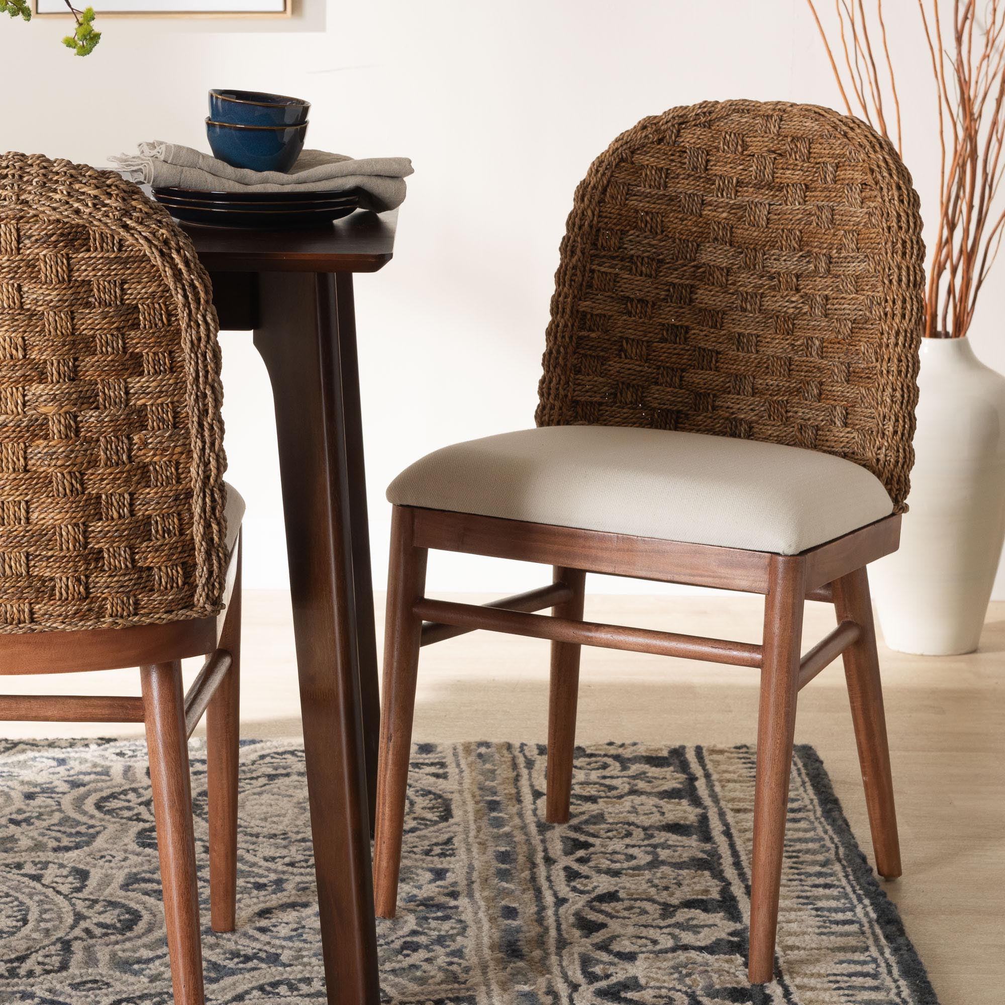 bali & pari Denver Boho Dining Chair, Walnut Brown