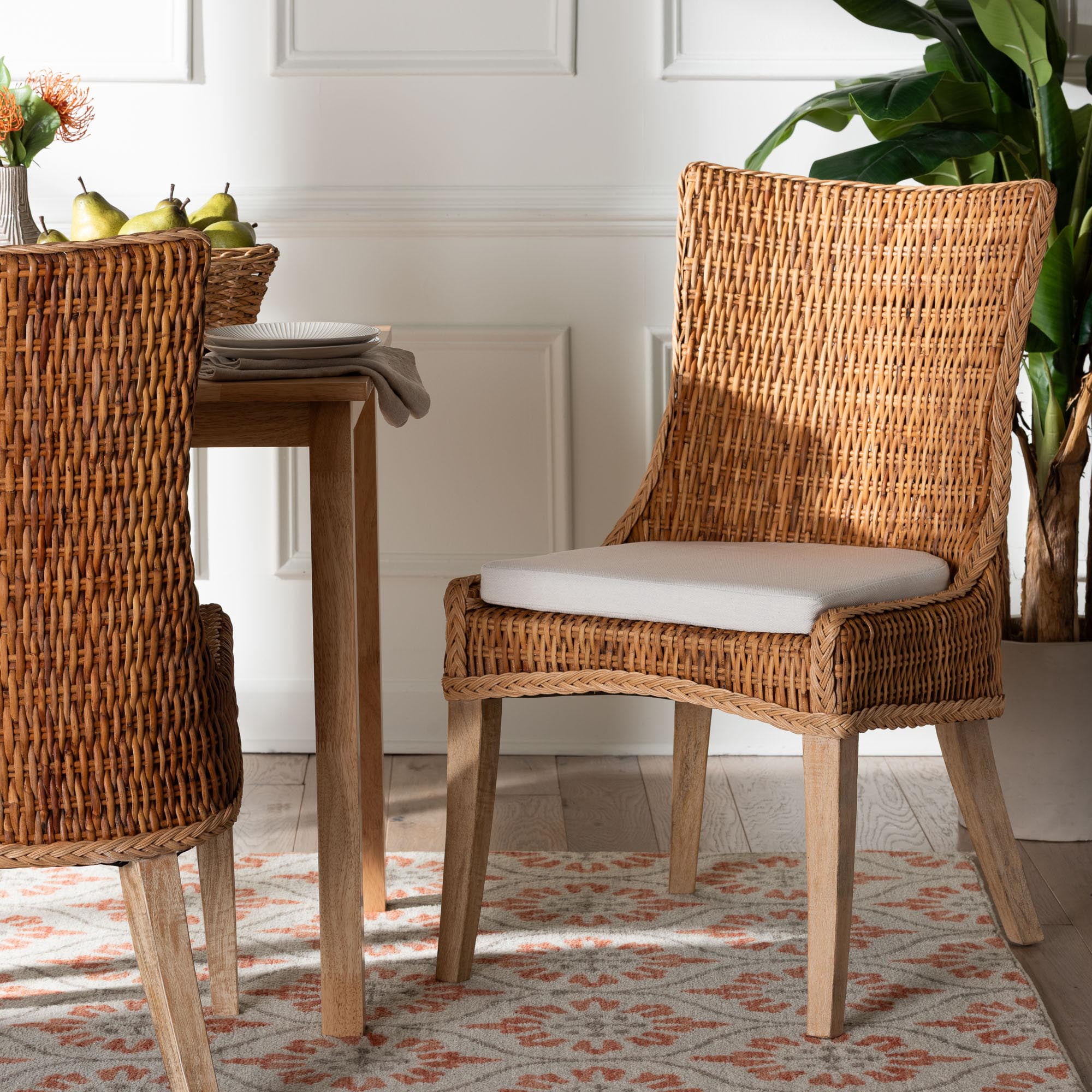 bali & pari Derris Boho Dining Chair, Light Honey