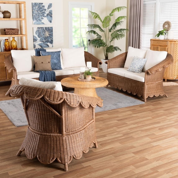 bali & pari Detta Boho Living Room Set, 3-Piece, Peanut Brown