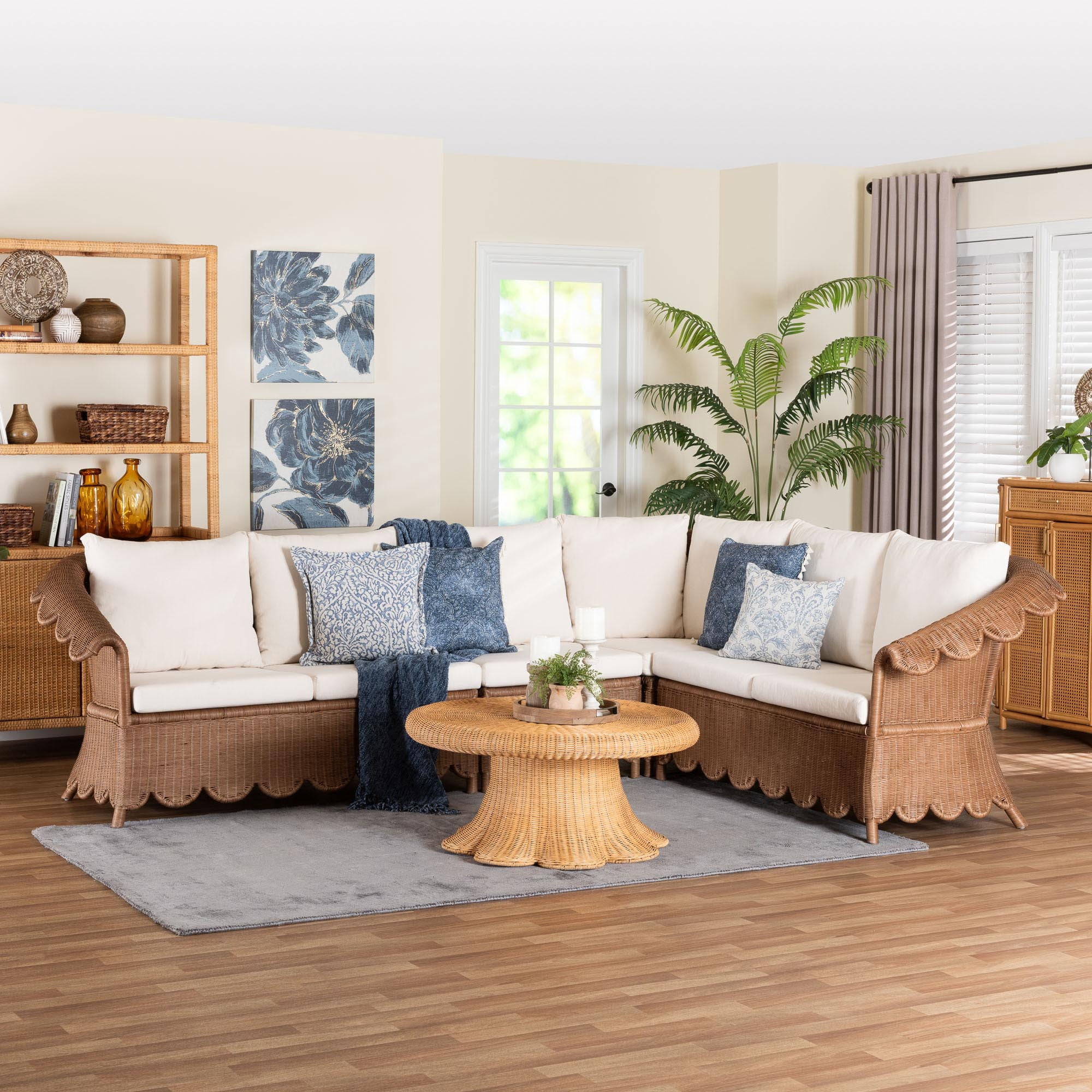 bali & pari Detta Boho Sectional Set, 4-Piece, Peanut Brown