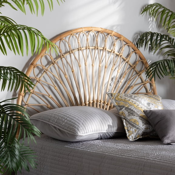 bali & pari Devereaux Modern Bohemian Natural Brown Rattan King Size Standalone Headboard