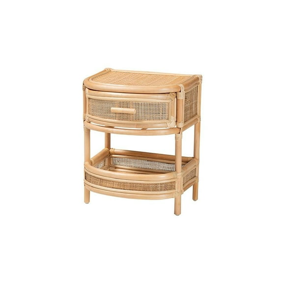 bali & pari Divitia Bohemian Natural Rattan 1-Drawer Nightstand