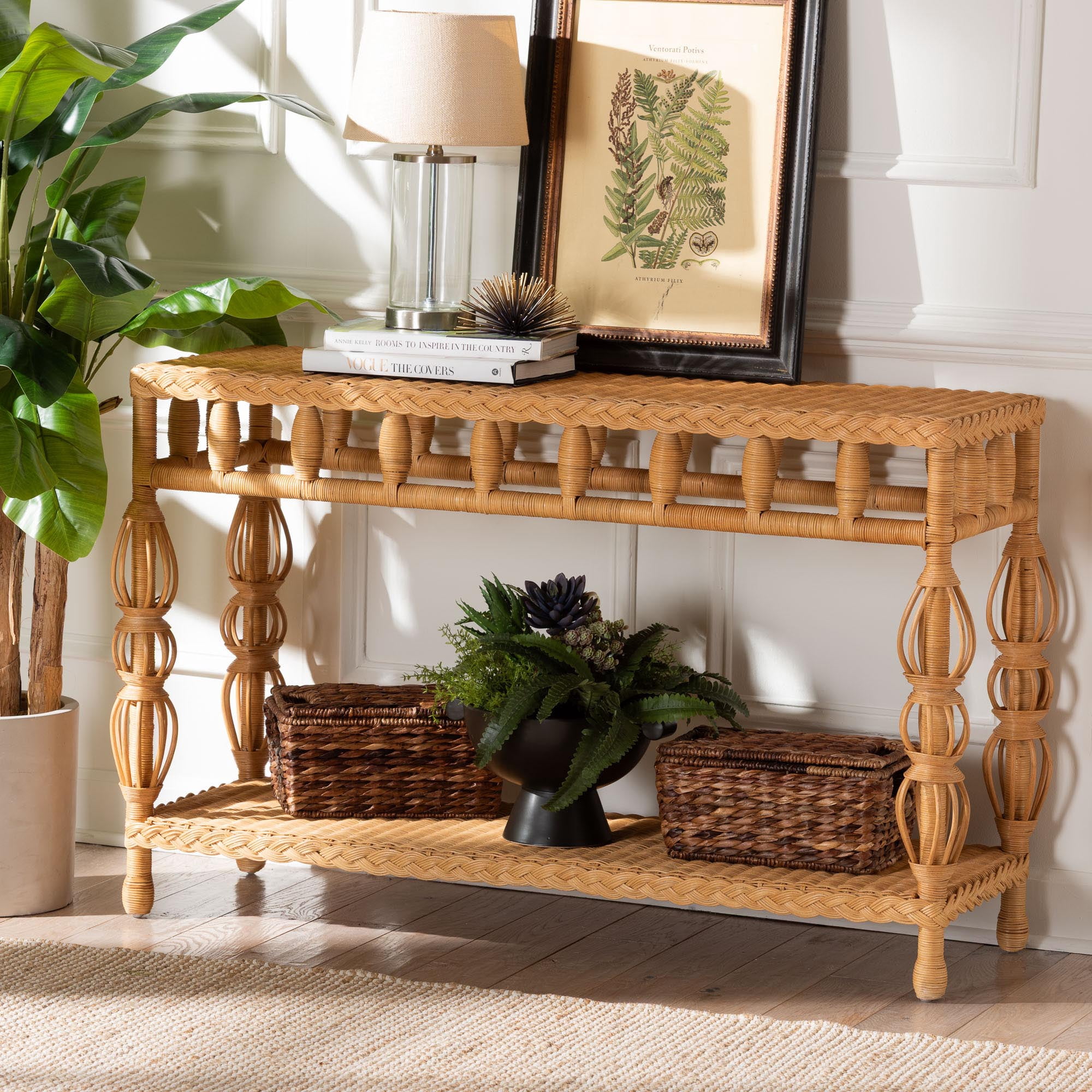 bali & pari Dolby Boho Console Table, Light Honey