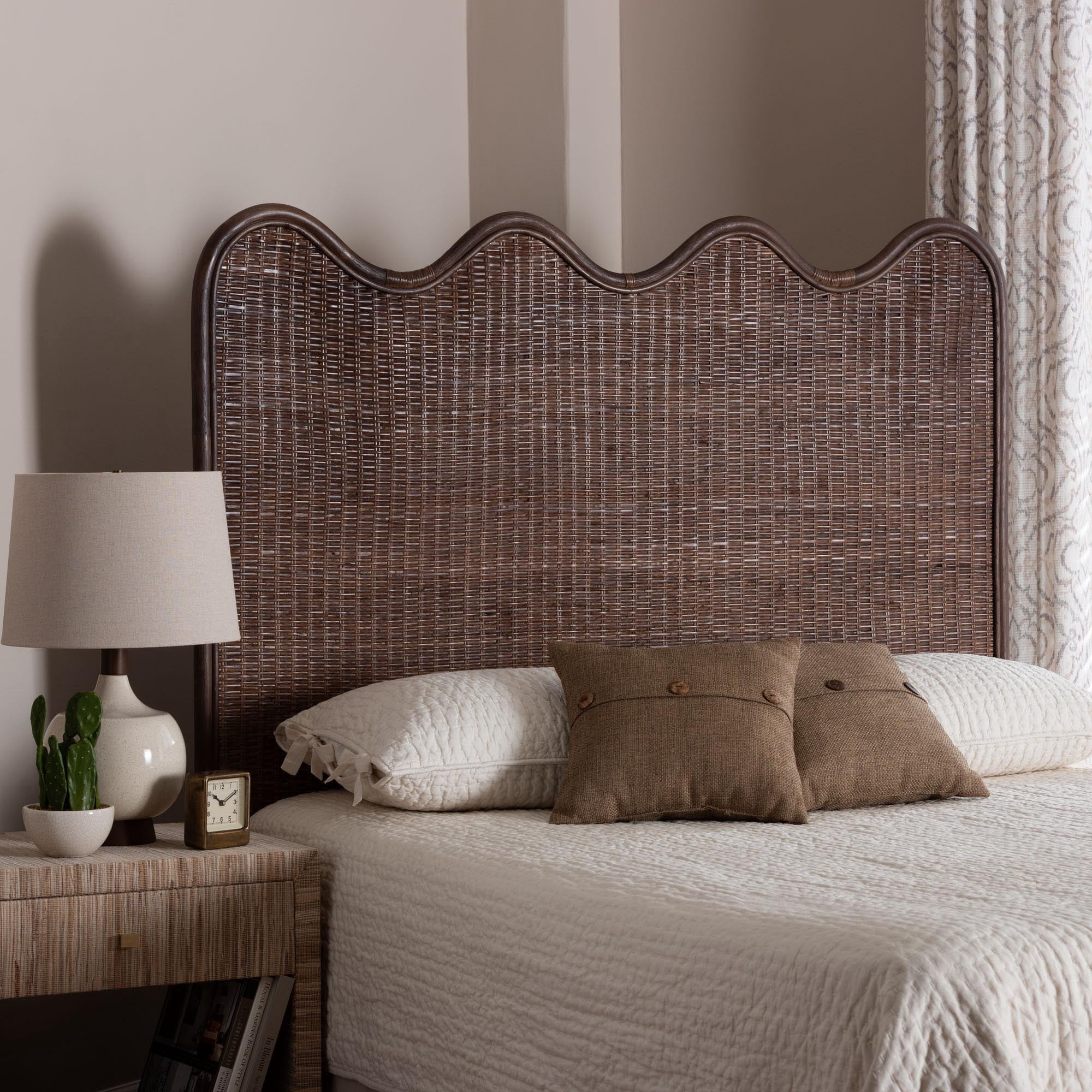bali & pari Einya Boho Standalone Headboard, King, Coffee Bean