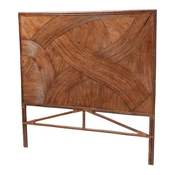 bali & pari Elettra Bohemian Dark Brown Rattan Queen Size Standalone Headboard