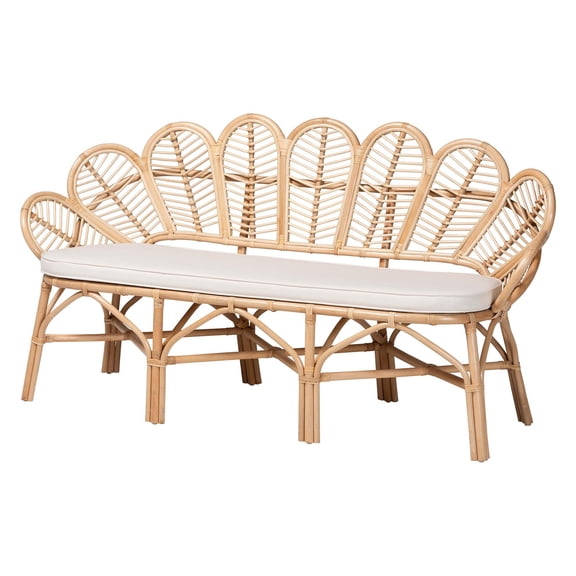 bali & pari Eliava Natural Rattan Accent Bench with Removable Cushion