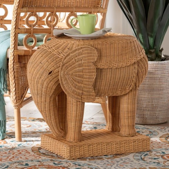 bali & pari Elissa Boho End Table, Light Honey