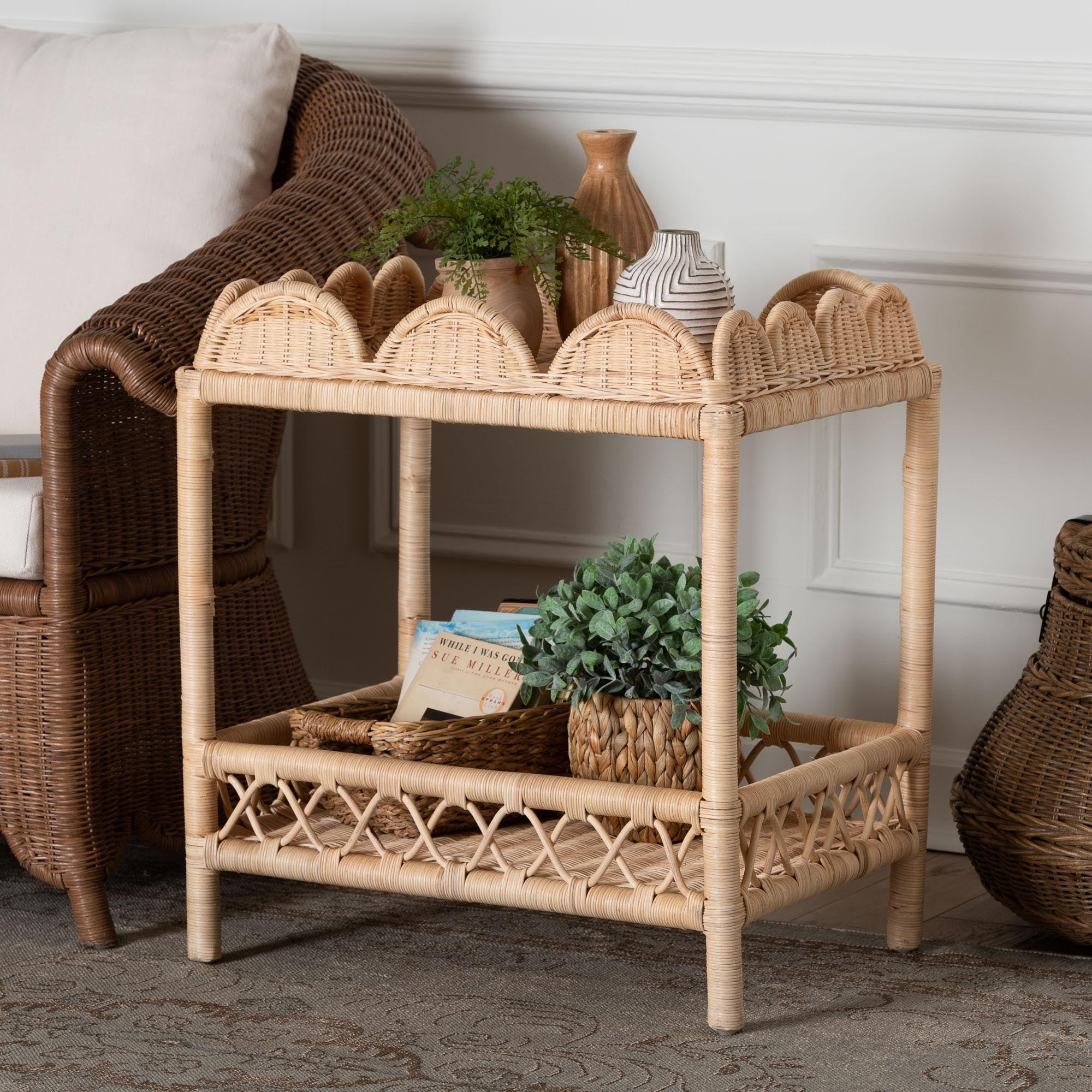 bali & pari Eloisa Boho End Table, Natural Brown