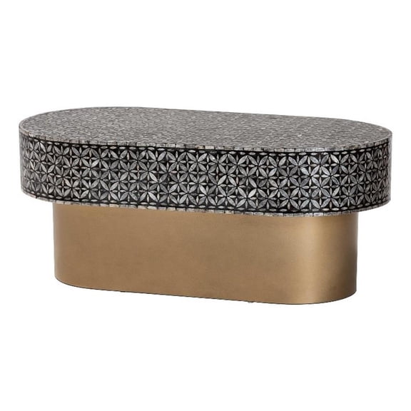 bali & pari Emery Capiz Shell Coffee Table Mother of Pearl Oval Accent Table