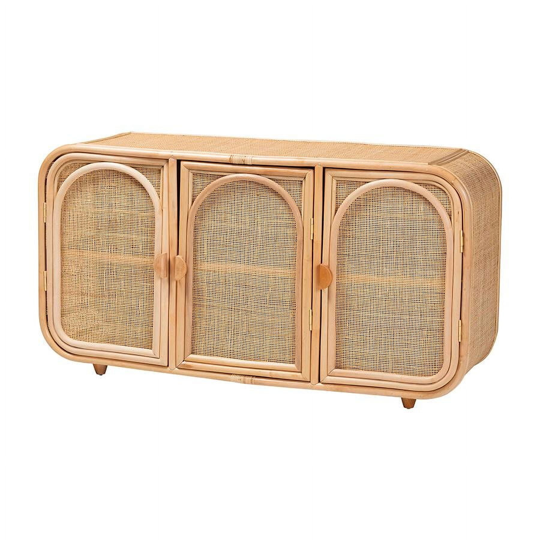 Evania Natural Rattan Bohemian 3-Door Storage Cabinet