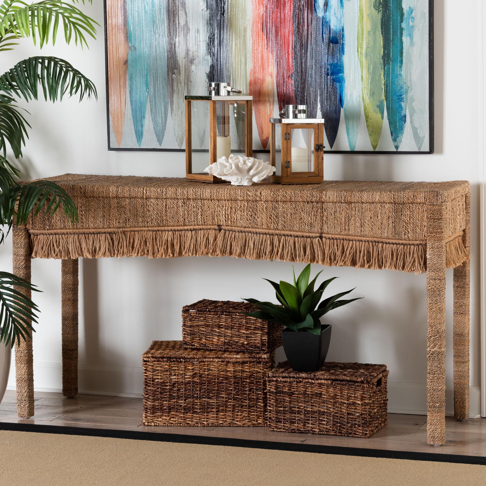 bali & pari Fiona Coastal Console Table, Natural Brown