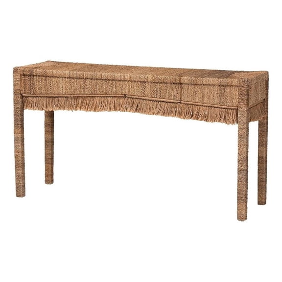 bali & pari Fiona Handwoven Seagrass Console Table Coastal Boho Accent Table