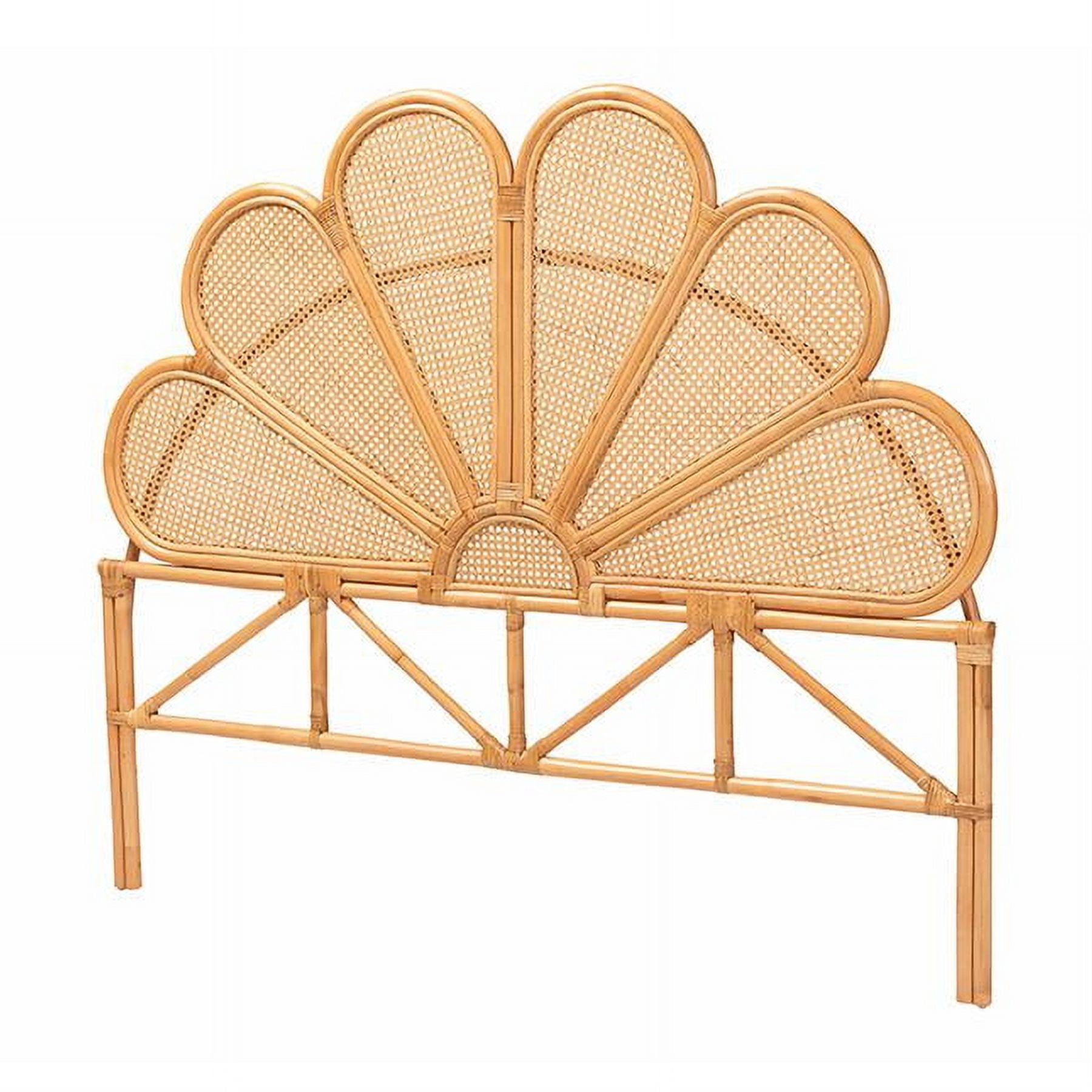 Honey Rattan Flower-Inspired King Size Standalone Headboard