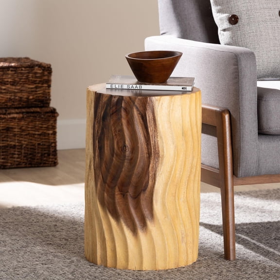 bali & pari Fuchsia Hand-carved Suar Wood Side Table