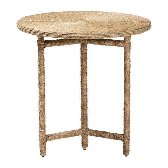 bali & pari Fumito Handwoven Seagrass End Table - Round Boho Side Table