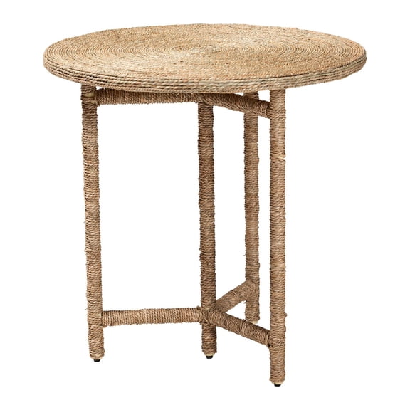 bali & pari Fumito Handwoven Seagrass End Table - Round Boho Side Table