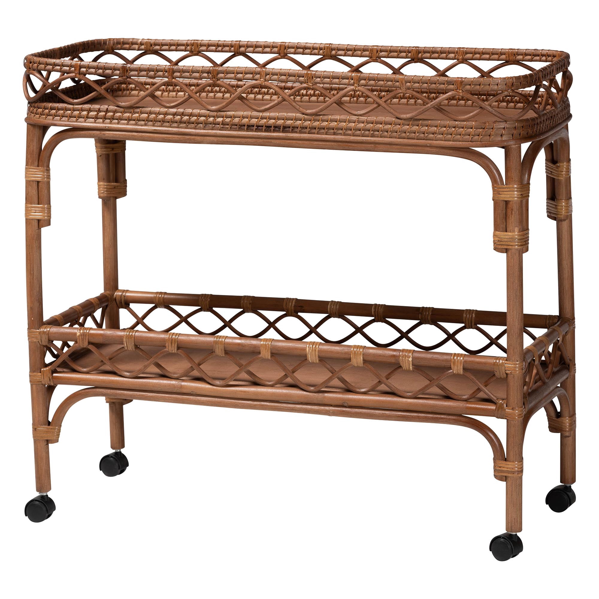 bali & pari Fumiyo Boho Kitchen Cart, 2-Tier, Brown