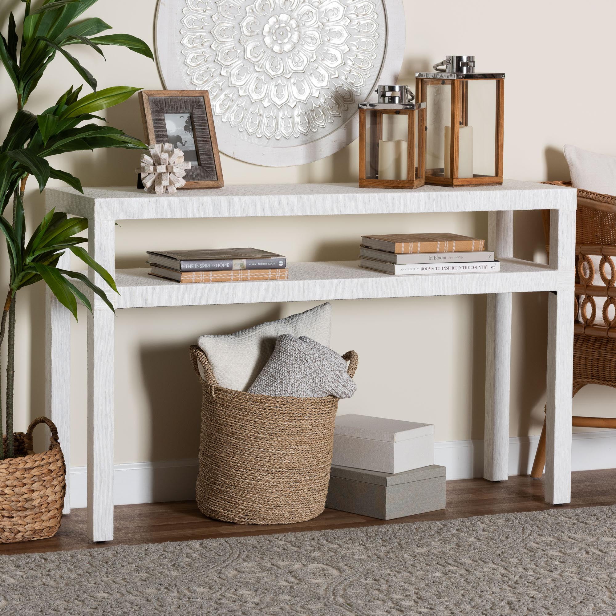 bali & pari Gale Boho Console Table, White