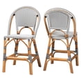 thumbnail image 1 of bali & pari Genica Black and White Weaving and Rattan 2-Piece Counter Stool Set, 1 of 6
