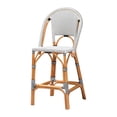 thumbnail image 1 of bali & pari Genica Two-Tone Black and White Weaving and Rattan Bar Stool, 1 of 6