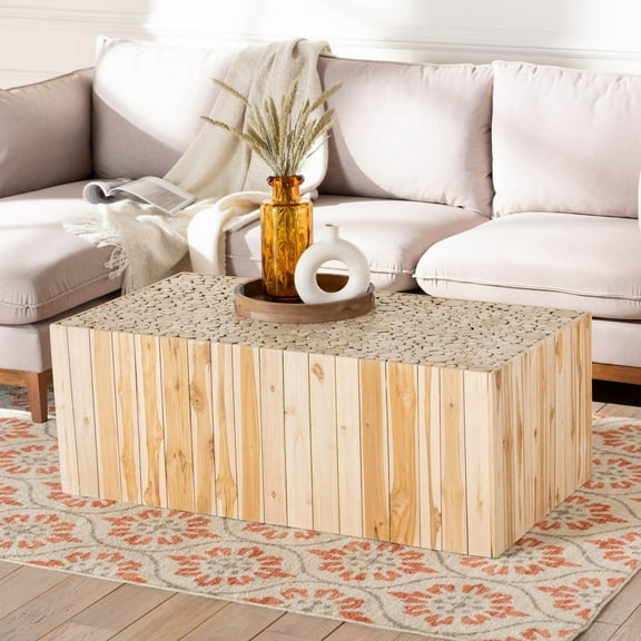 bali & pari Boho Fully Assembled Teak Wood Plywood Coffee Table, Natural