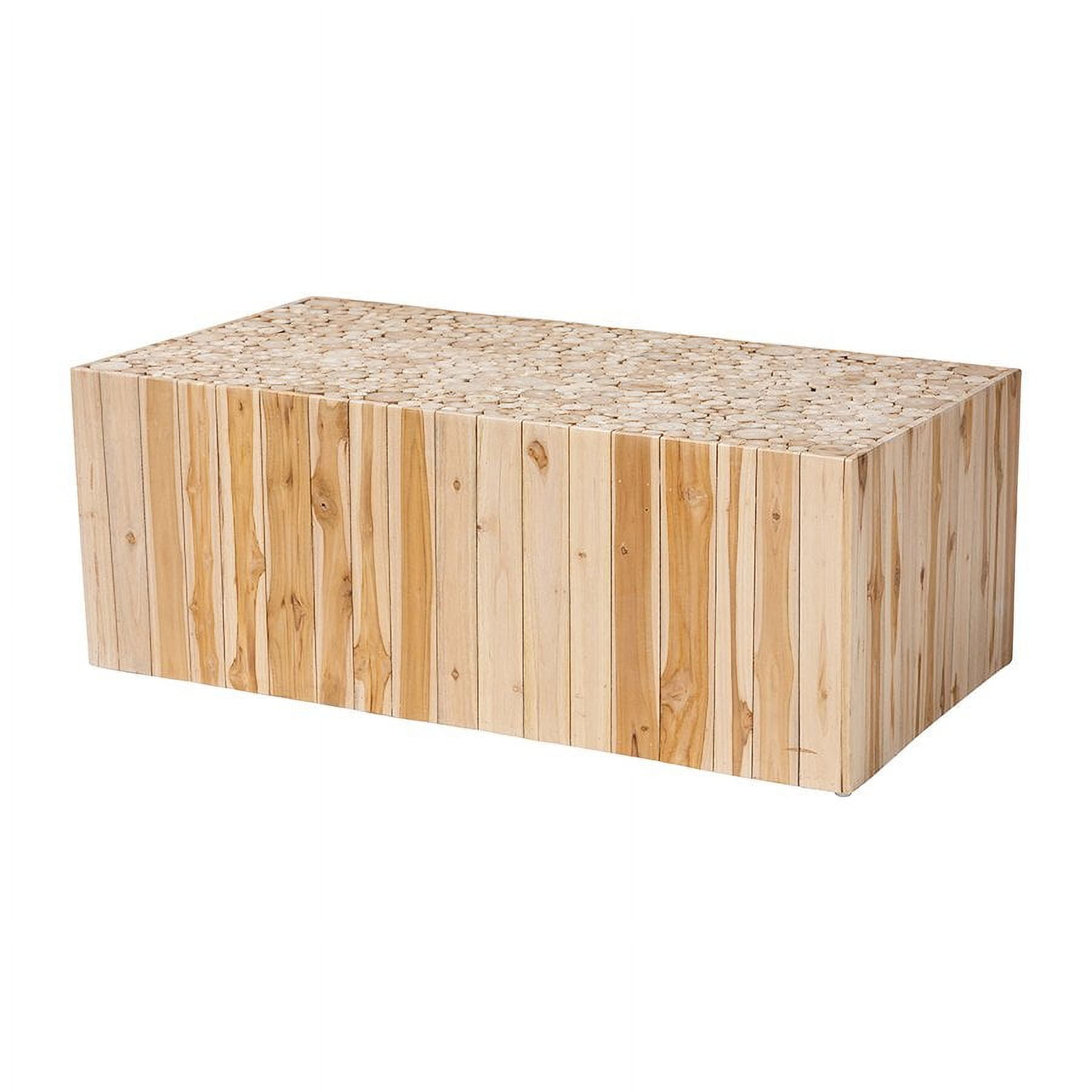 Grayson Natural Teak Wood Coffee Table with Repurposed Logs